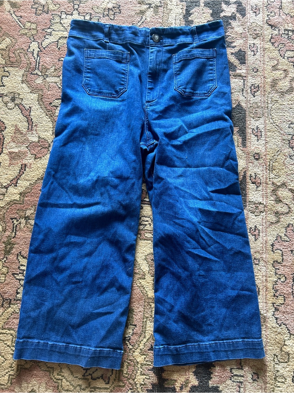 Pilcro Indigo Blue Cropped Wide-Leg Jeans